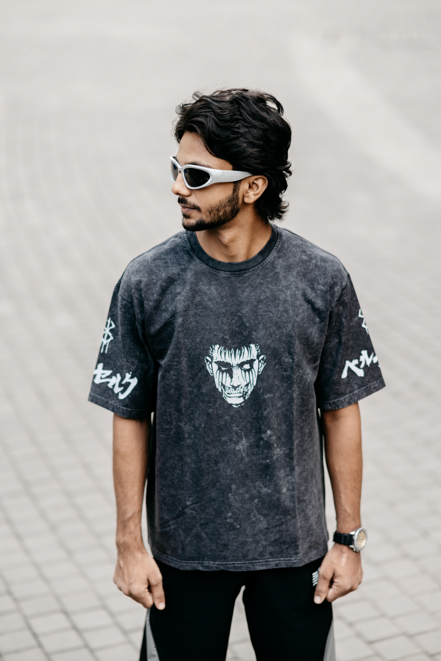 Berserk Guts “The Eclipse” Oversized Acid Washed Tshirt