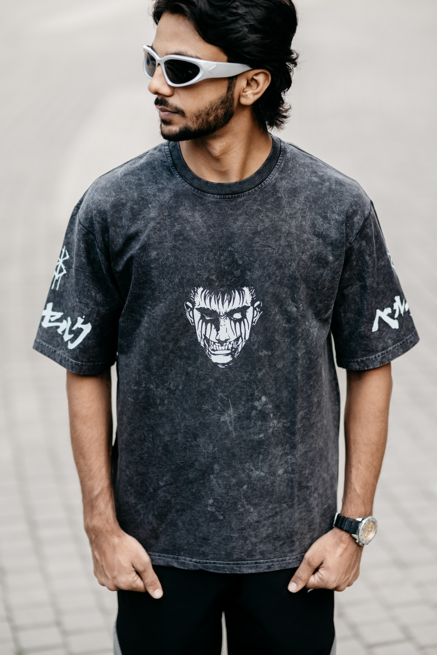 Berserk Guts “The Eclipse” Oversized Acid Washed Tshirt