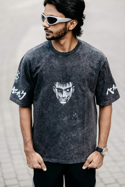 Berserk Guts “The Eclipse” Oversized Acid Washed Tshirt