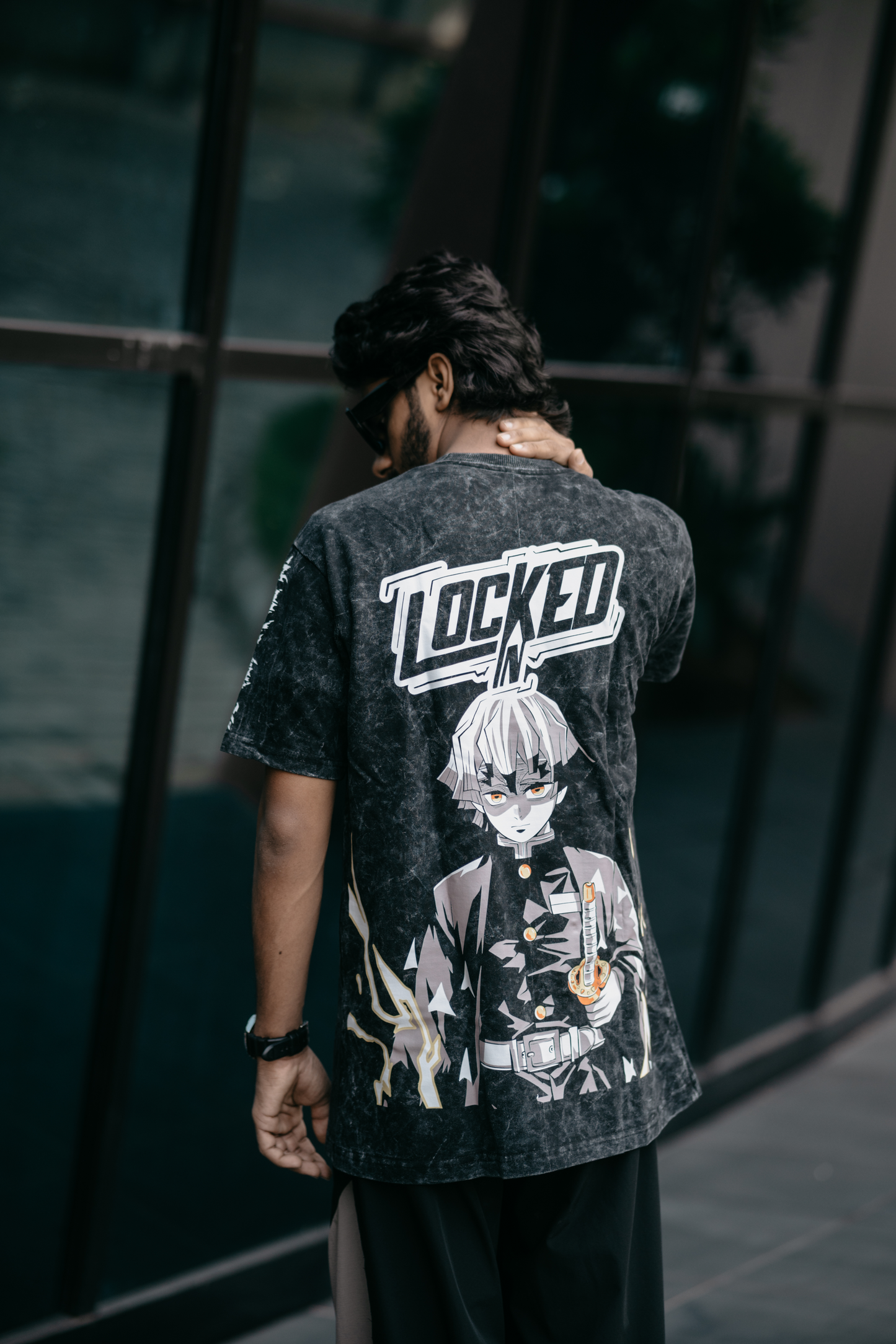 Zenitsu "Locked In" Oversized Acid Washed Tshirt