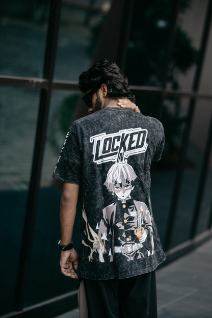 Zenitsu "Locked In" Oversized Acid Washed Tshirt