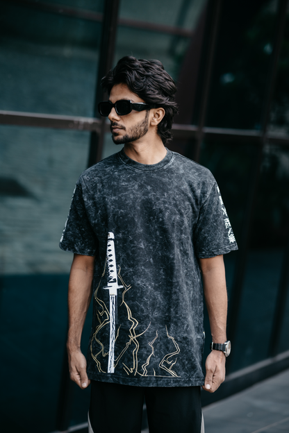 Zenitsu "Locked In" Oversized Acid Washed Tshirt