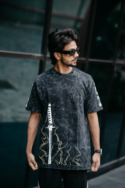 Zenitsu "Locked In" Oversized Acid Washed Tshirt