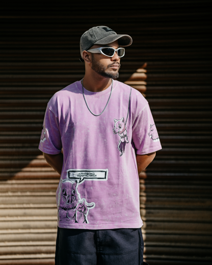 Inosuke "King Of Mountains" Acid Washed Oversized Tshirt