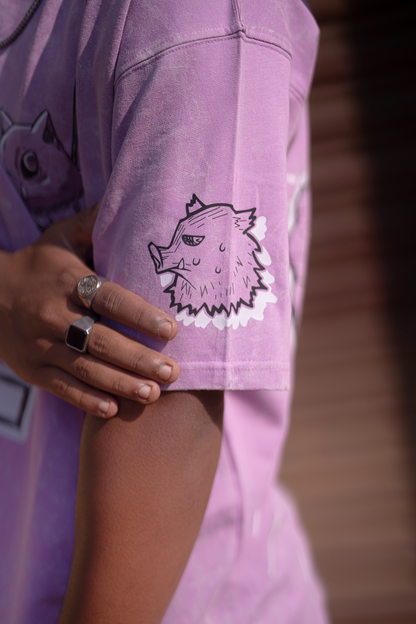 Inosuke "King Of Mountains" Acid Washed Oversized Tshirt